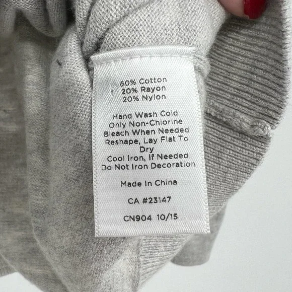 Talbots Lightweight Pullover Gray Nautical Anchor Sweater Beaded Rope size XS - Picture 4 of 5